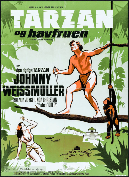 Tarzan and the Mermaids - Danish Movie Poster
