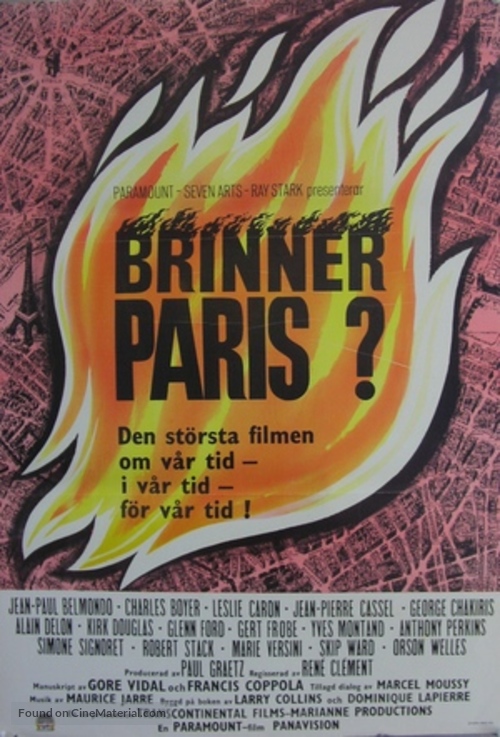 Paris br&ucirc;le-t-il? - Swedish Movie Poster