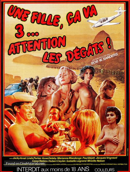 Une fille &ccedil;a va, trois, attention les d&eacute;g&acirc;ts! - French Movie Poster