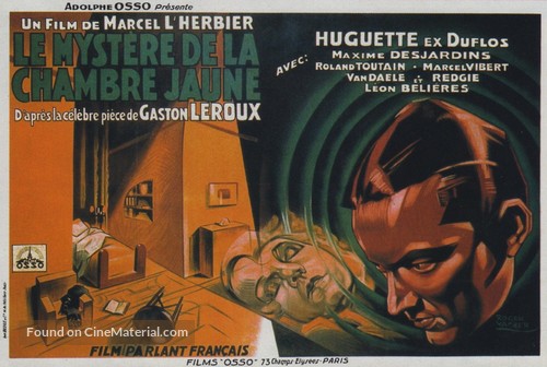 Le myst&egrave;re de la chambre jaune - French Movie Poster