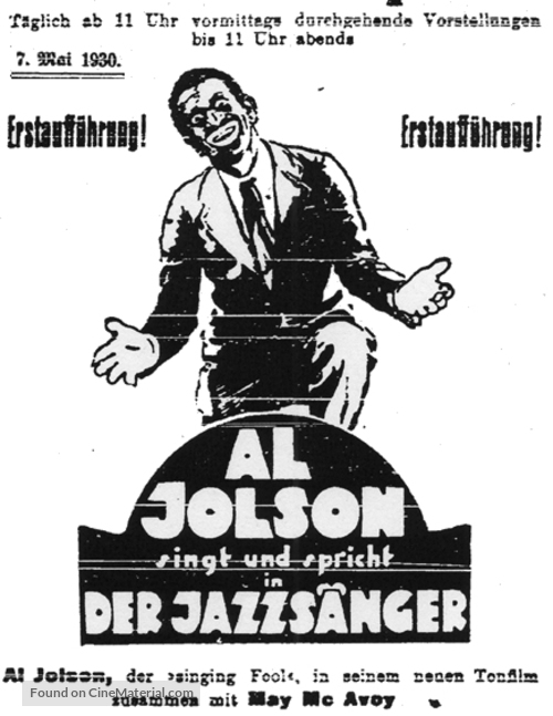 The Jazz Singer - German Movie Poster