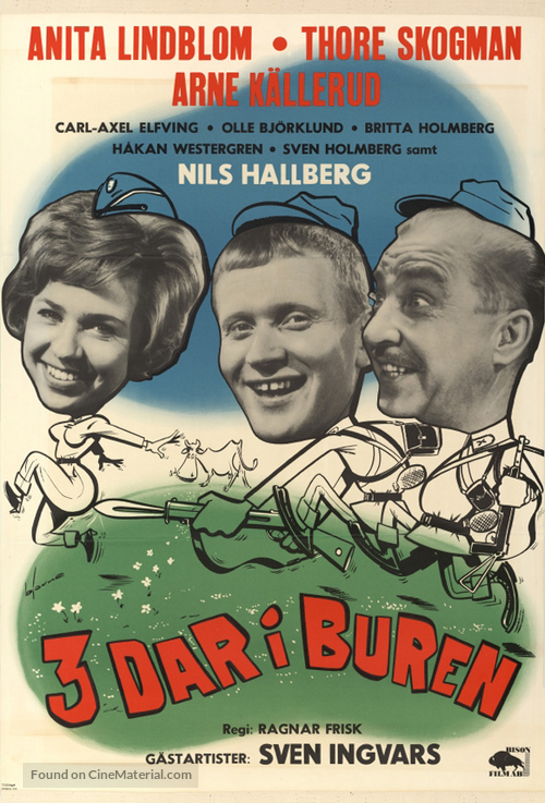 Tre dar i buren - Swedish Movie Poster