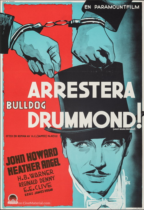 Arrest Bulldog Drummond - Swedish Movie Poster