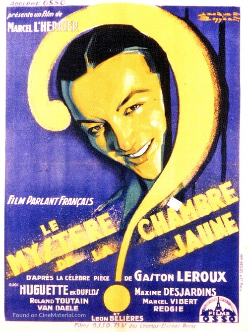 Le myst&egrave;re de la chambre jaune - French Movie Poster