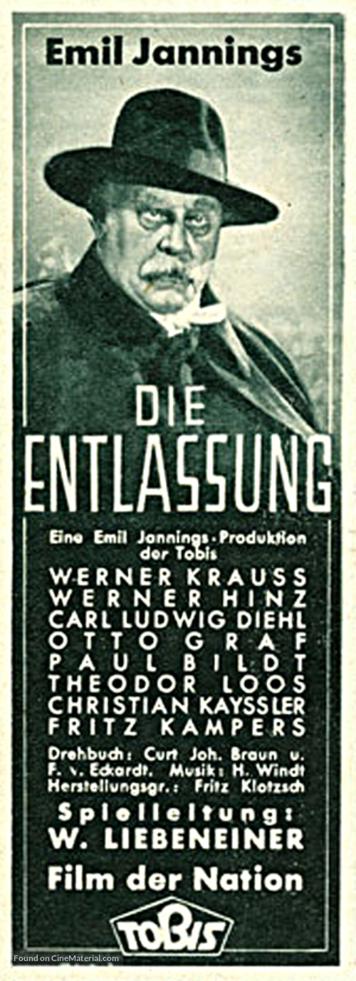 Entlassung, Die - German poster