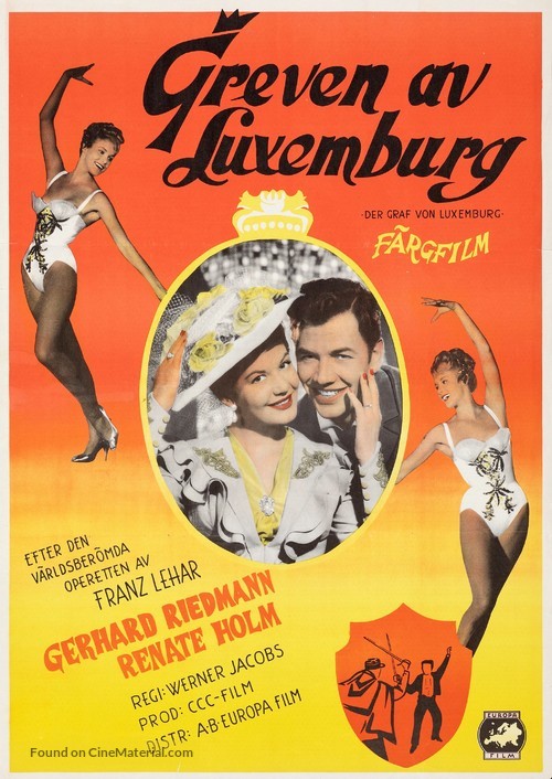 Der Graf von Luxemburg - Swedish Movie Poster