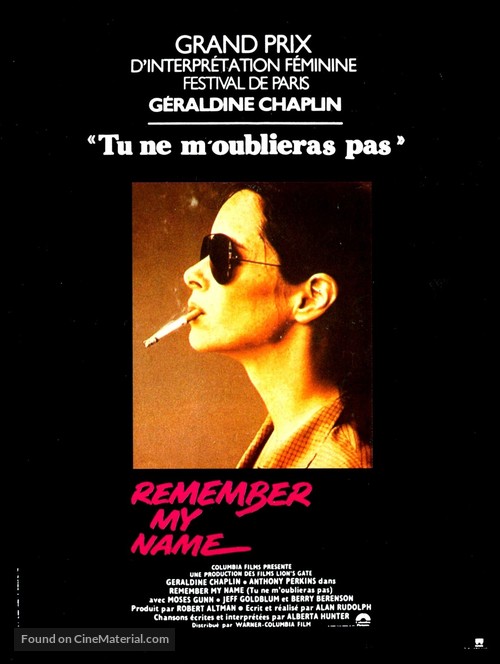 Remember My Name - French Movie Poster