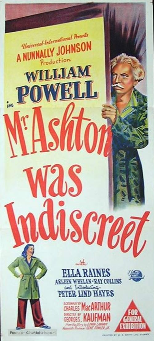 The Senator Was Indiscreet - Australian Movie Poster