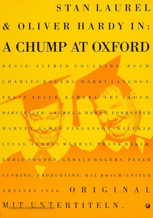 A Chump at Oxford - German Re-release movie poster