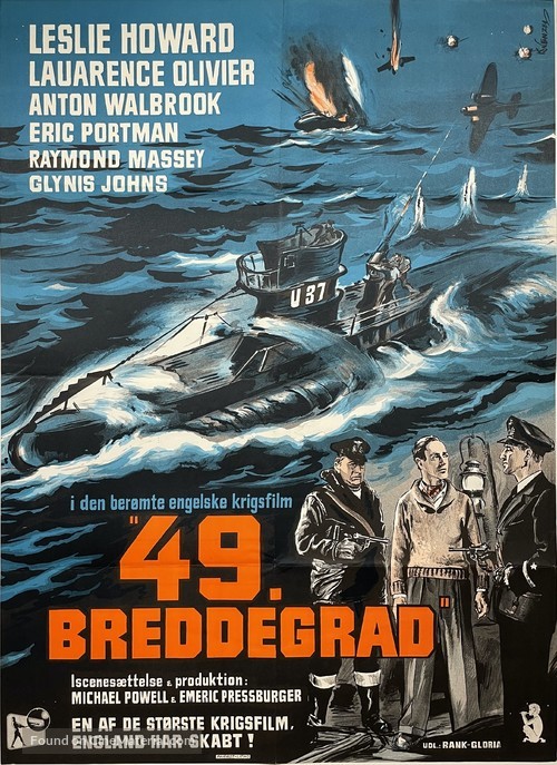 49th Parallel (1941) Danish movie poster
