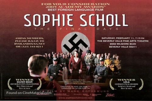 Sophie Scholl - Die letzten Tage - British Movie Poster
