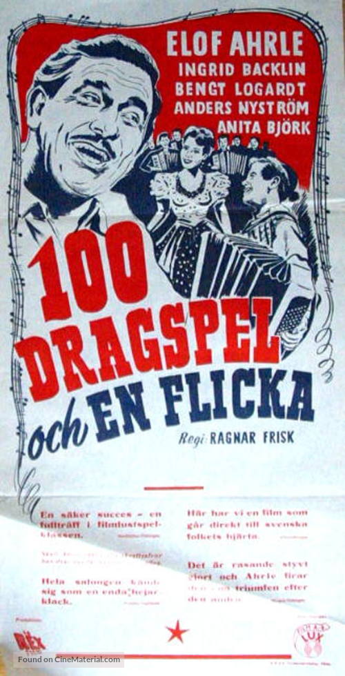 100 dragspel och en flicka - Swedish Movie Poster