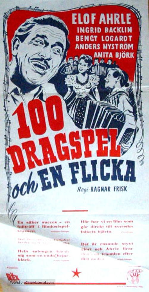 100 dragspel och en flicka - Swedish Movie Poster