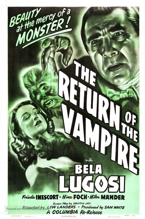 The Return of the Vampire - Re-release movie poster