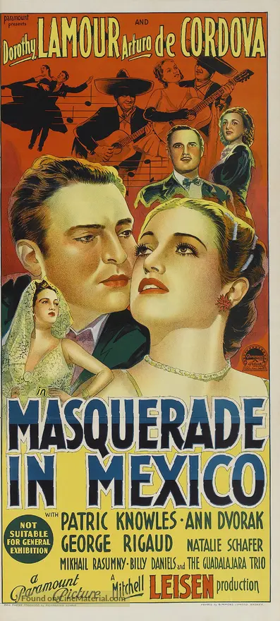 Masquerade in Mexico - Australian Movie Poster