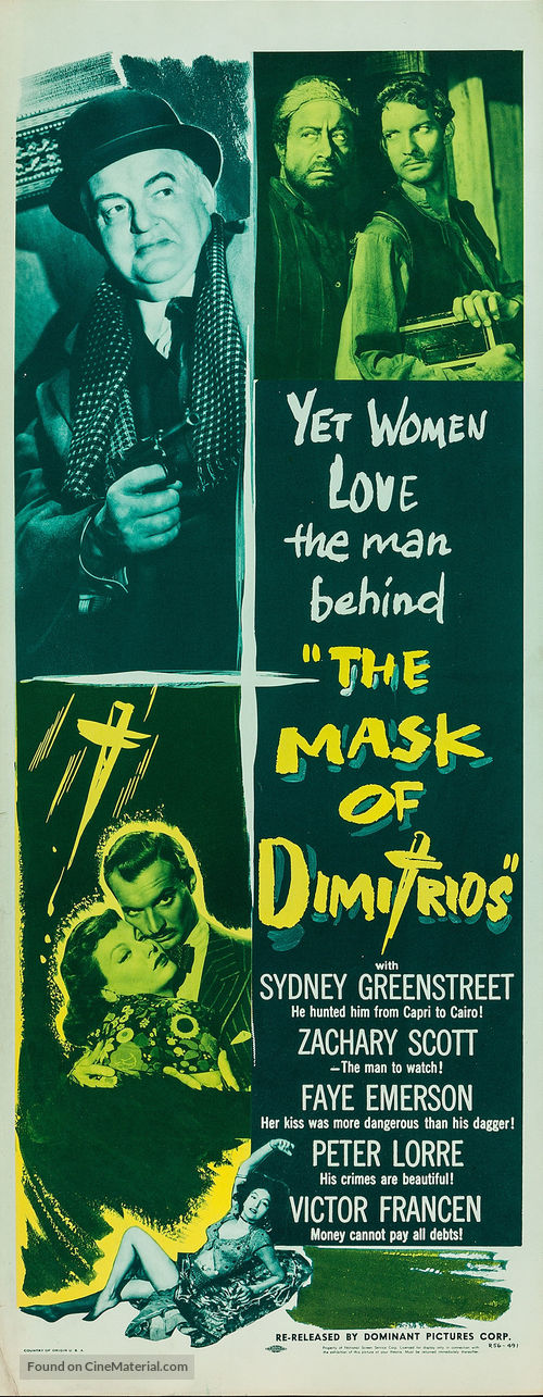 The Mask of Dimitrios - Re-release movie poster