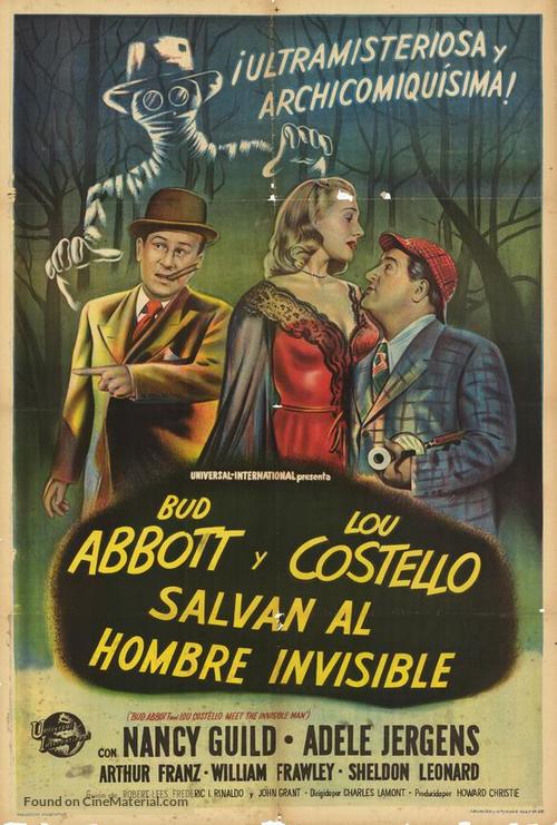 Abbott and Costello Meet the Invisible Man - Argentinian Movie Poster