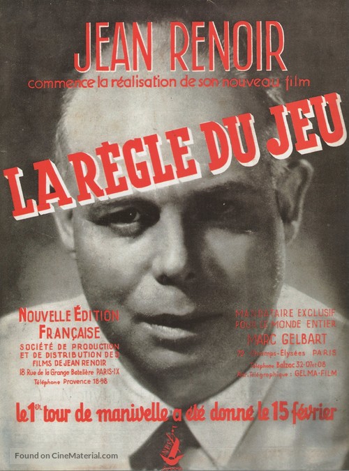 La r&egrave;gle du jeu - French poster