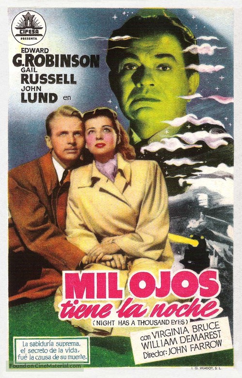 Night Has a Thousand Eyes - Spanish Movie Poster