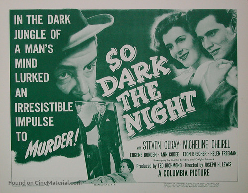 So Dark the Night - Movie Poster
