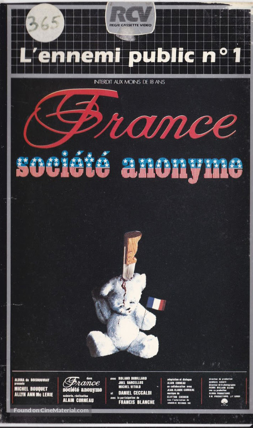 France soci&eacute;t&eacute; anonyme - French VHS movie cover