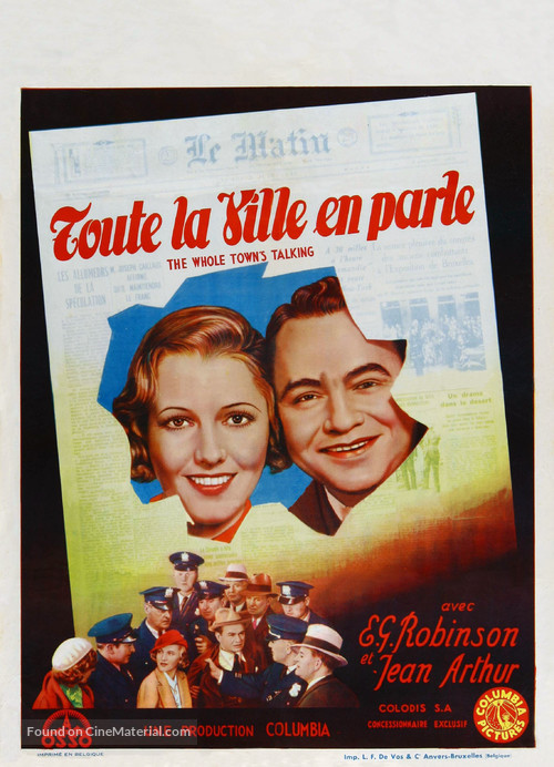 The Whole Town&#039;s Talking - Belgian Movie Poster