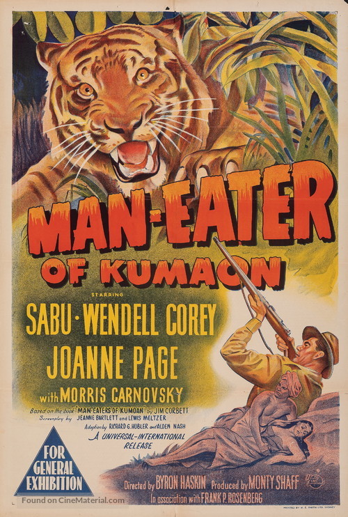 Man-Eater of Kumaon - Australian Movie Poster