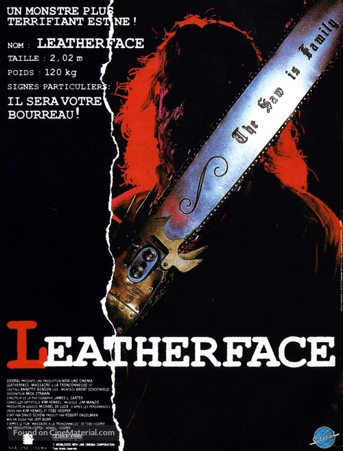 Leatherface: Texas Chainsaw Massacre III - French Movie Poster