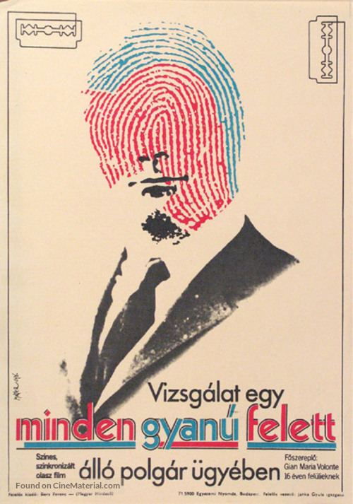 Indagine su un cittadino al di sopra di ogni sospetto - Hungarian Movie Poster