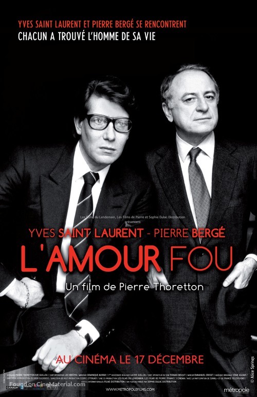 Yves Saint Laurent - L&#039;amour fou - Canadian Movie Poster