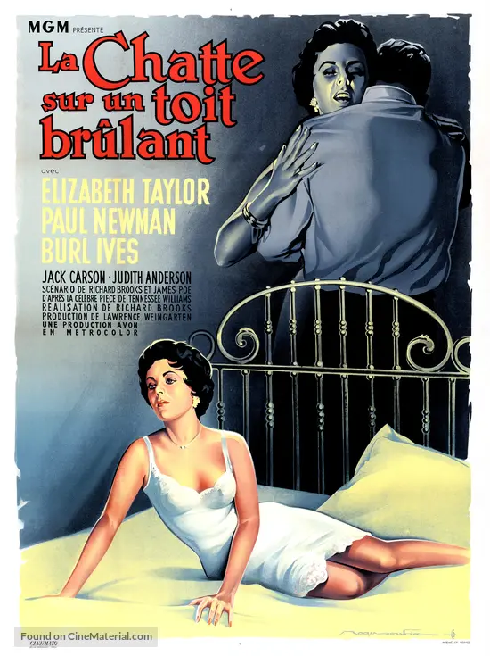 Cat On A Hot Tin Roof 1958 French Movie Poster