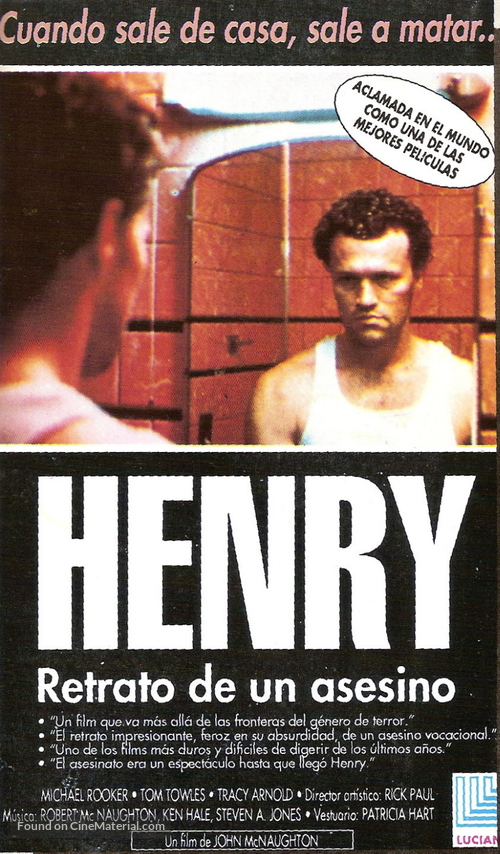 Henry: Portrait of a Serial Killer - Argentinian VHS movie cover