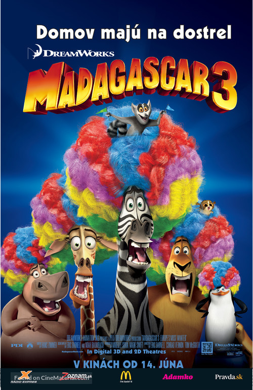 Madagascar 3: Europe&#039;s Most Wanted - Slovak Movie Poster