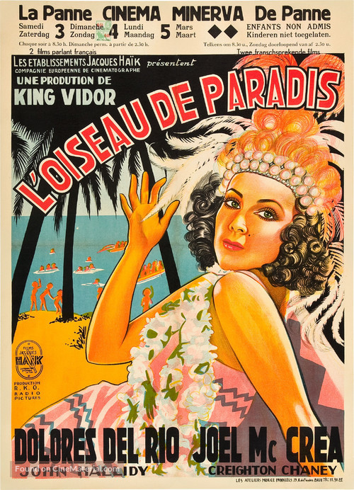 Bird of Paradise - Belgian Movie Poster