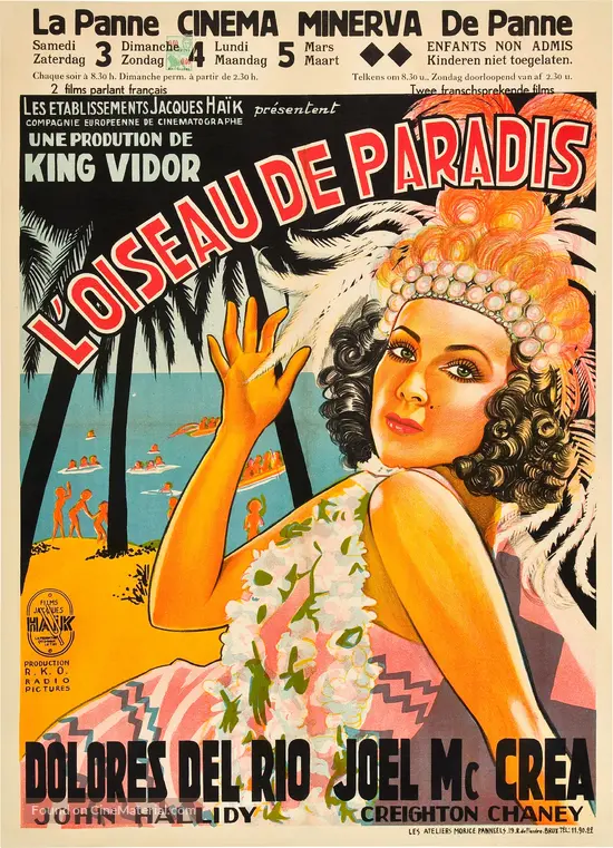 Bird of Paradise (1932) Belgian movie poster