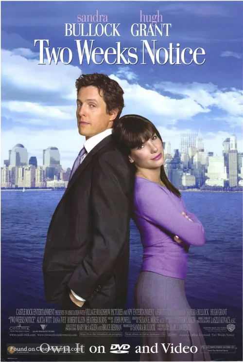 Two Weeks Notice 2002 Movie Poster Two weeks notice 2002 movie poster