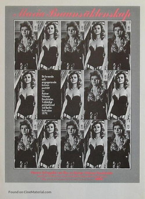 Die ehe der Maria Braun - Swedish Movie Poster