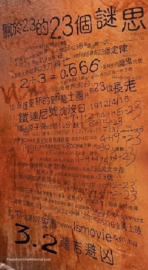 The Number 23 - Taiwanese Movie Poster