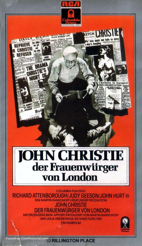 10 Rillington Place - German VHS movie cover