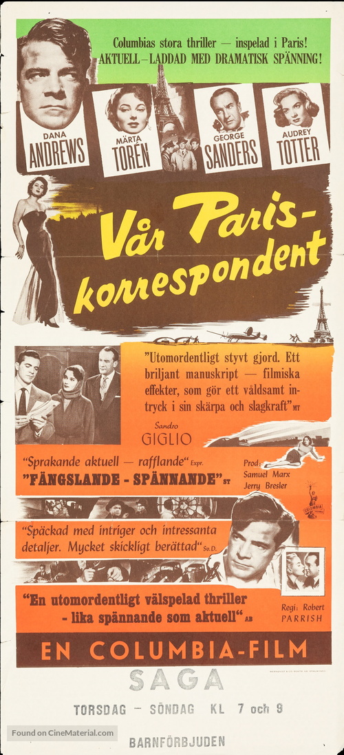 Assignment: Paris - Swedish Movie Poster
