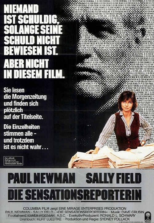 Absence of Malice - German Movie Poster