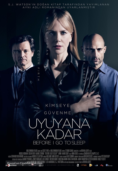 Before I Go to Sleep - Turkish Movie Poster