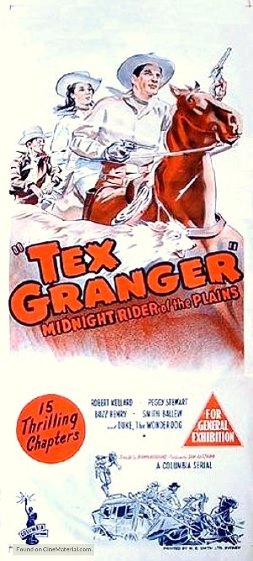 Tex Granger, Midnight Rider of the Plains - Australian Movie Poster