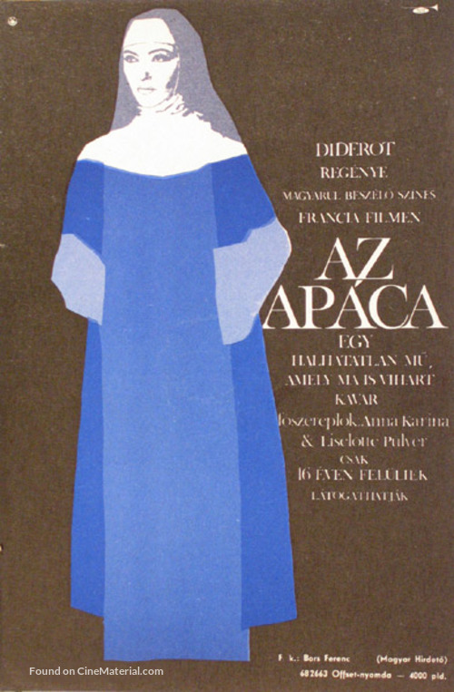 La religieuse - Hungarian Movie Poster