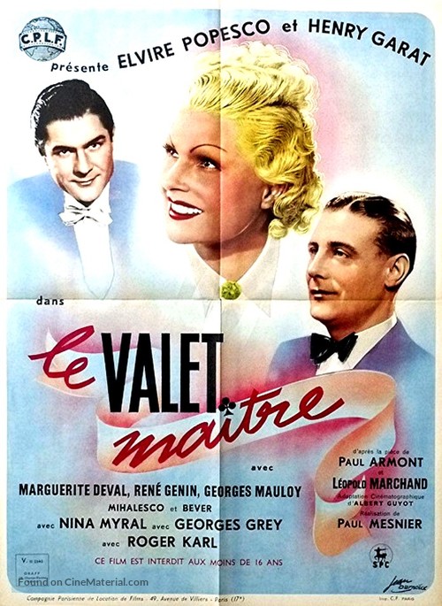 Le valet ma&icirc;tre - French Movie Poster