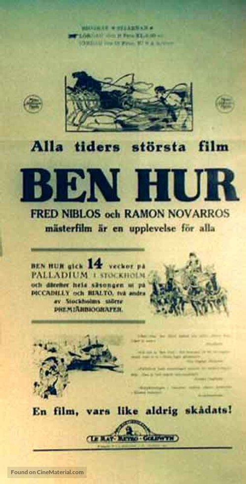 Ben-Hur - Swedish Movie Poster