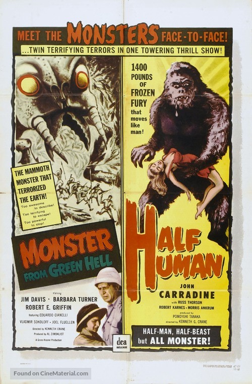 Half Human: The Story of the Abominable Snowman - Combo movie poster