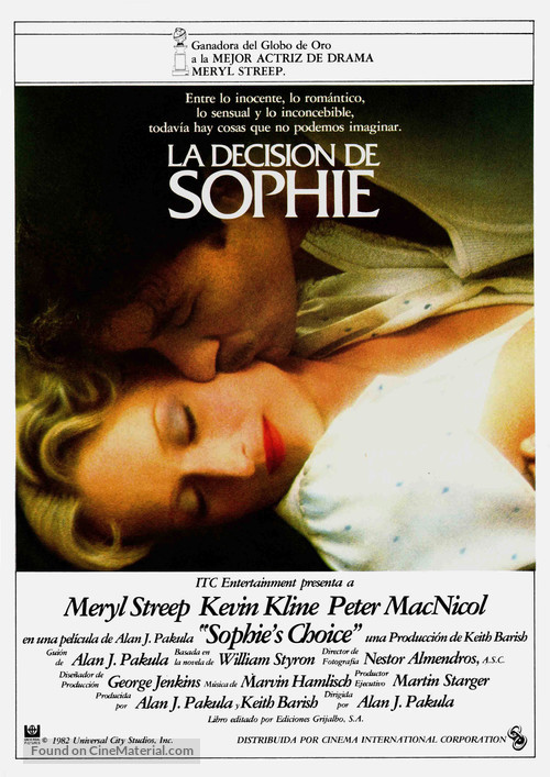 Sophie&#039;s Choice - Spanish Movie Poster