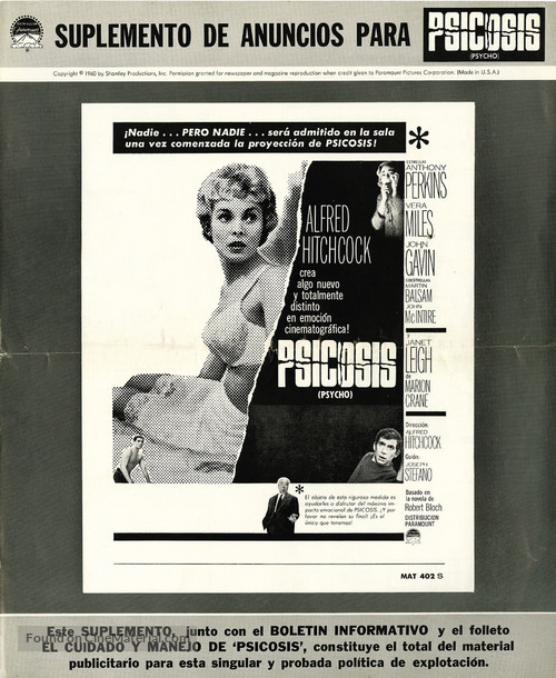 Psycho - Spanish Movie Poster