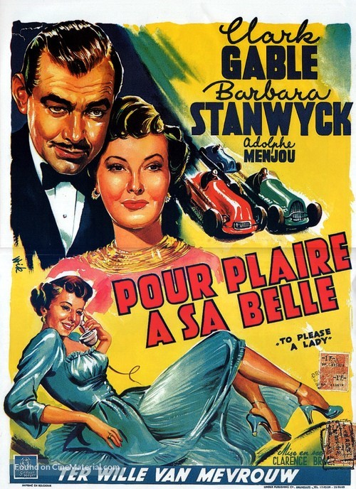 To Please a Lady - Belgian Movie Poster